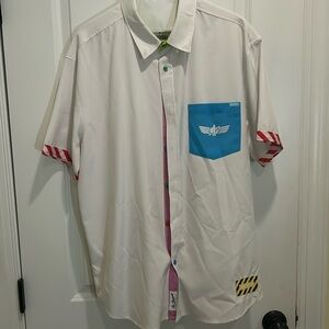 White Toys Story shirt with colorful details